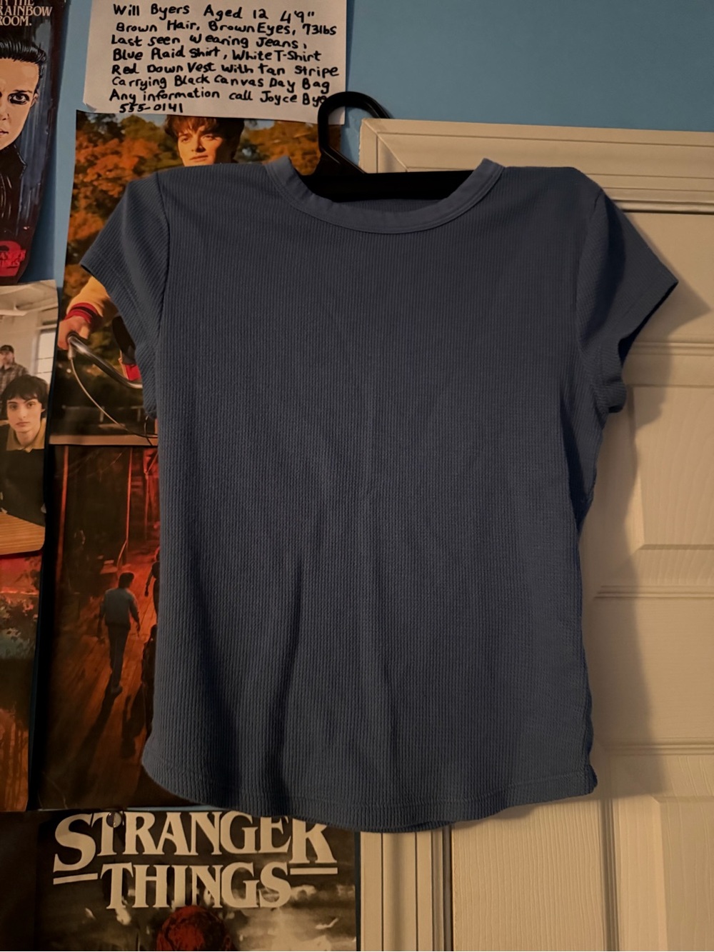 No Boundaries Short-Sleeve Ribbed Tee in Blue